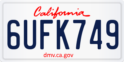 CA license plate 6UFK749