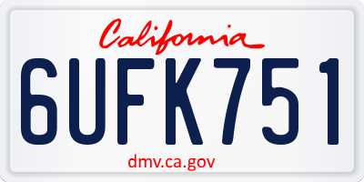 CA license plate 6UFK751