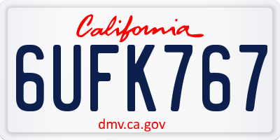 CA license plate 6UFK767