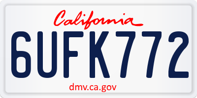 CA license plate 6UFK772