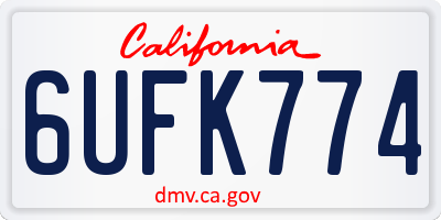 CA license plate 6UFK774