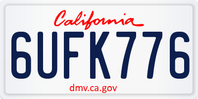 CA license plate 6UFK776