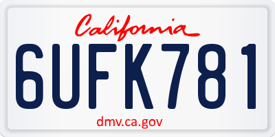 CA license plate 6UFK781