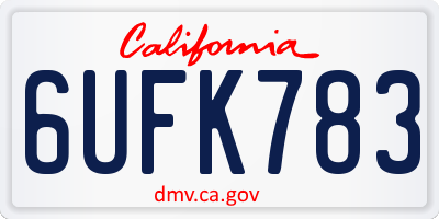 CA license plate 6UFK783