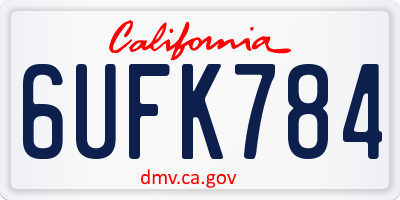 CA license plate 6UFK784