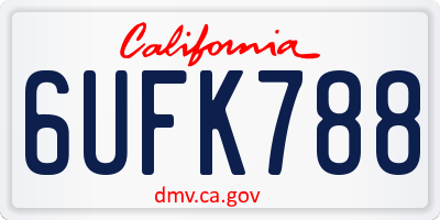 CA license plate 6UFK788