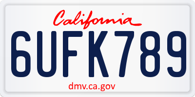 CA license plate 6UFK789