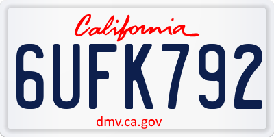 CA license plate 6UFK792