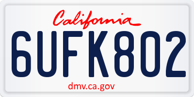 CA license plate 6UFK802