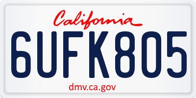 CA license plate 6UFK805