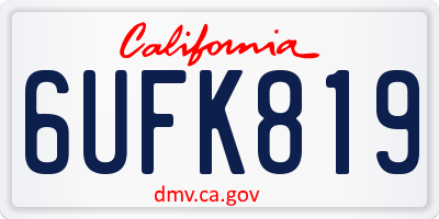CA license plate 6UFK819