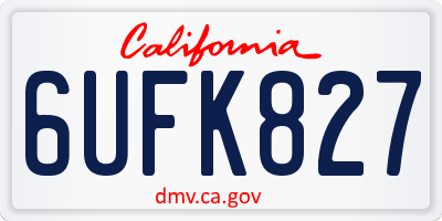 CA license plate 6UFK827