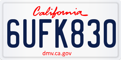 CA license plate 6UFK830