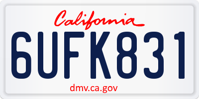 CA license plate 6UFK831