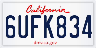 CA license plate 6UFK834