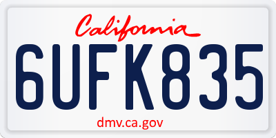 CA license plate 6UFK835