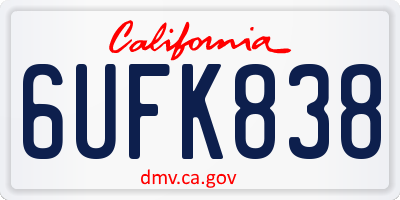 CA license plate 6UFK838