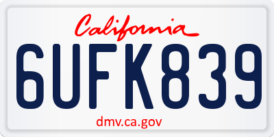 CA license plate 6UFK839