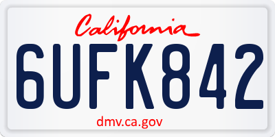 CA license plate 6UFK842