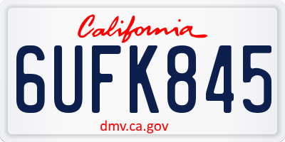 CA license plate 6UFK845