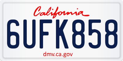 CA license plate 6UFK858