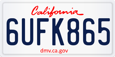 CA license plate 6UFK865