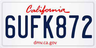 CA license plate 6UFK872