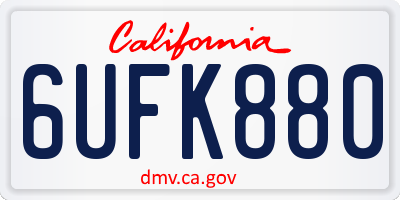 CA license plate 6UFK880