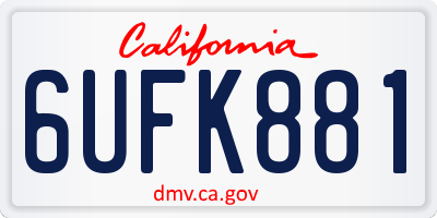 CA license plate 6UFK881