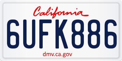 CA license plate 6UFK886