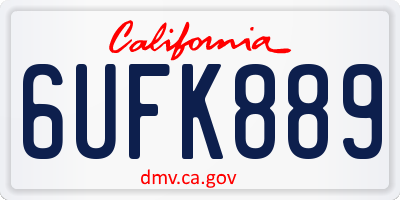 CA license plate 6UFK889