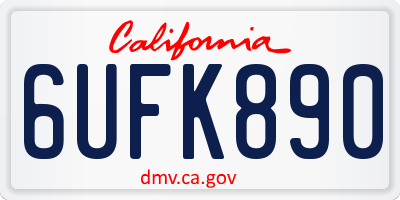 CA license plate 6UFK890