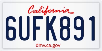 CA license plate 6UFK891