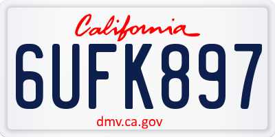CA license plate 6UFK897