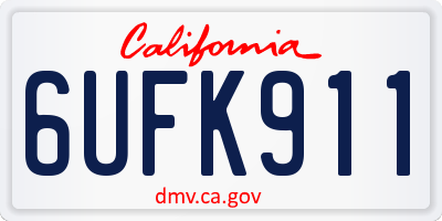CA license plate 6UFK911