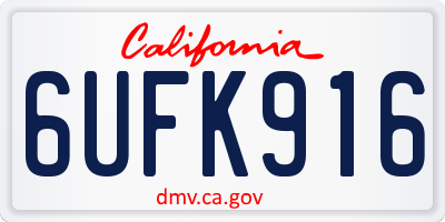 CA license plate 6UFK916