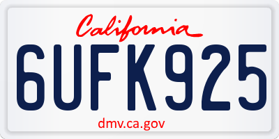 CA license plate 6UFK925