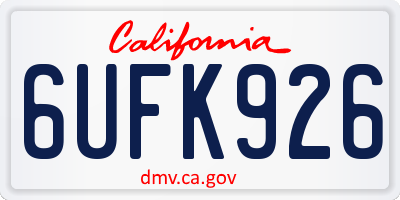 CA license plate 6UFK926