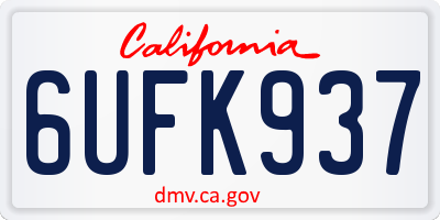 CA license plate 6UFK937