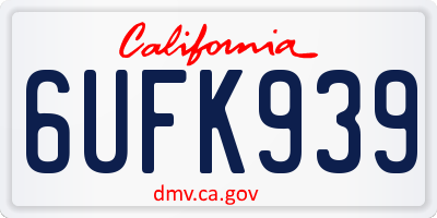 CA license plate 6UFK939