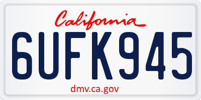 CA license plate 6UFK945