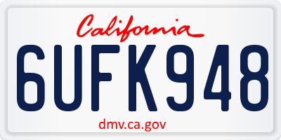 CA license plate 6UFK948