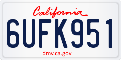 CA license plate 6UFK951