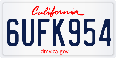 CA license plate 6UFK954