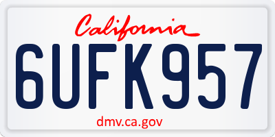 CA license plate 6UFK957