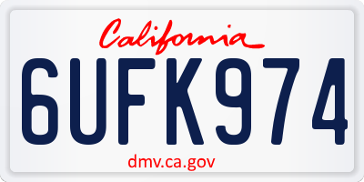 CA license plate 6UFK974