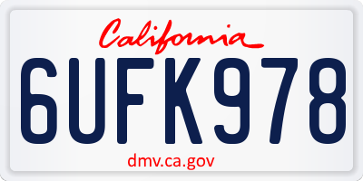 CA license plate 6UFK978