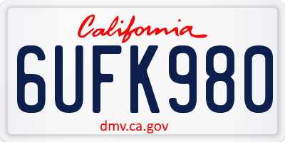 CA license plate 6UFK980