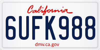 CA license plate 6UFK988