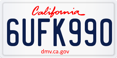 CA license plate 6UFK990